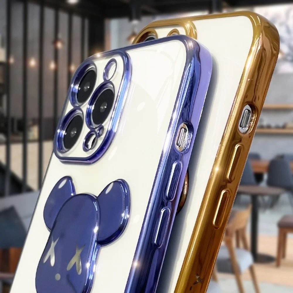 Electroplate Gold Violent Bear in Transparent Background iPhone Case